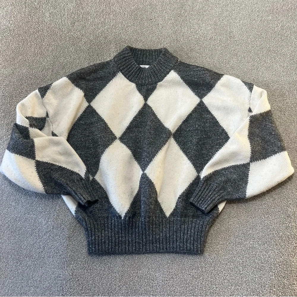 Pringle of Scotland x H&M Sweater Woman’s S Gray Diamond Polyester Wool - Picture 2 of 7